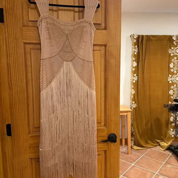 Babeyond Graceful Gradient Bead Fringe Champagne Gold Flapper - Picture 6 of 6